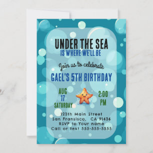 Océan Sous La Mer Invitation Anniversaire