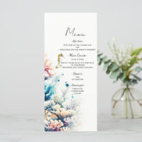 Ocean Splash Sea Coral Watercolor Menu Mariage