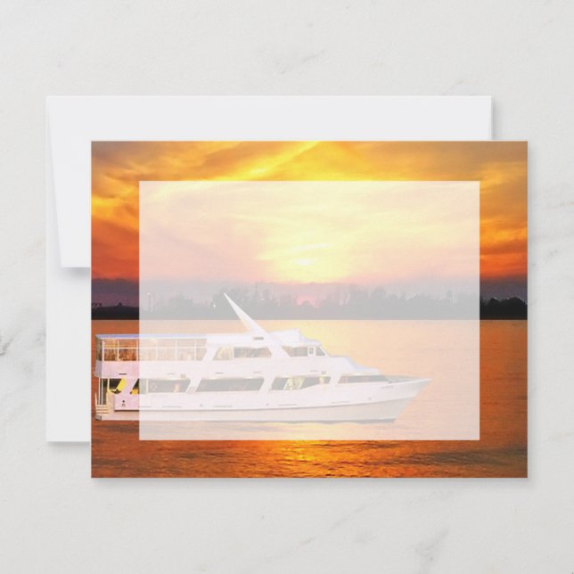 Ocean Sunset Yacht avec Faux Vellum Overlay RSVP (Devant)