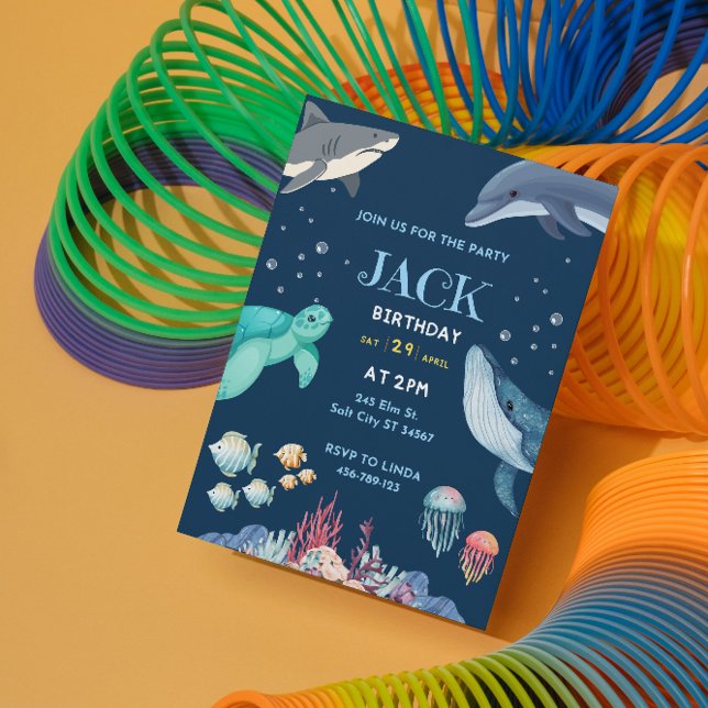 Ocean Thème Anniversaire Carte d'invitation (Créateur téléchargé)
