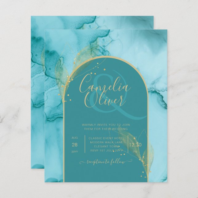 Ocean Turquoise Turquoise Gold Mariage (Devant / Derrière)