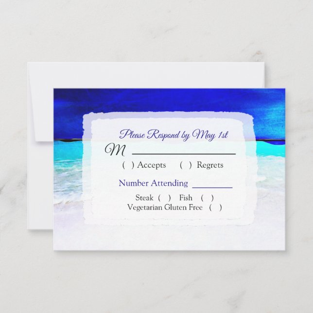 Ocean Water Blue Beachy Wedding Carte RSVP (Devant)