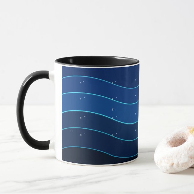 Ocean Wave Coffee Mug | Deep Blue Sea Waves (Avec donut)
