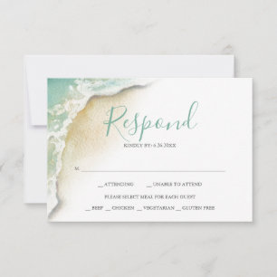 Ocean Waves Mariage Turquoise Green Réponse RSVP