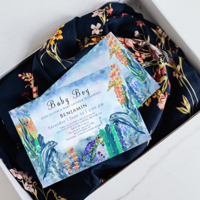 OceanSea Animals Baby Boy Shower Invitation (Créateur téléchargé)