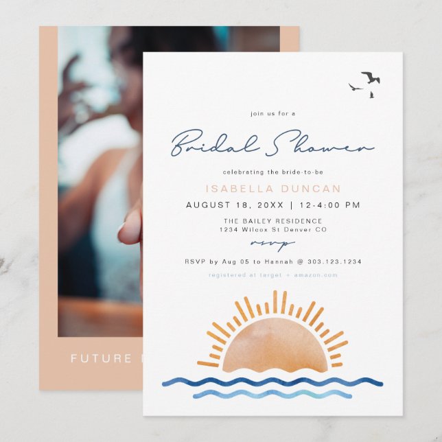 OCEANSIDE Beach Tropical Bridal Shower Invitation (Devant / Derrière)