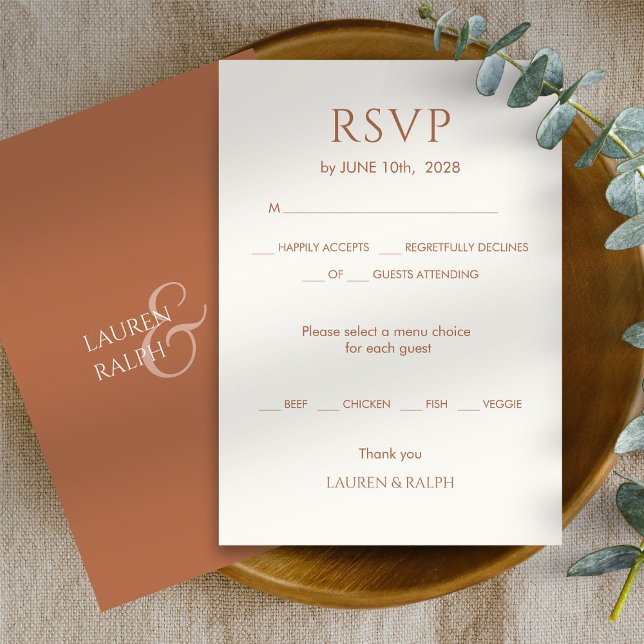 Ochre Terracotta Monogramme Mariage RSVP (Créateur téléchargé)