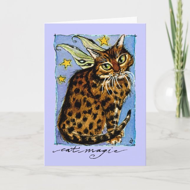 Ocicat chat magique voeux d'anniversaire ou carte  (Devant)
