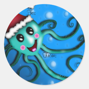 Octo Claus, étiquette de cadeau