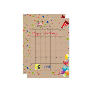 Octobre 2022 Calendrier Bonne Invitation Anniversa