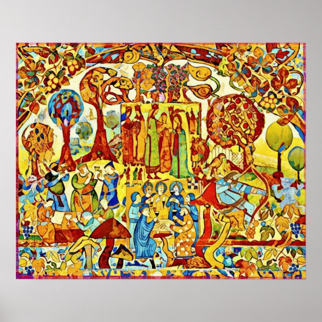 Octobre Art populaire naïf Art d'automne Poster de (Devant)