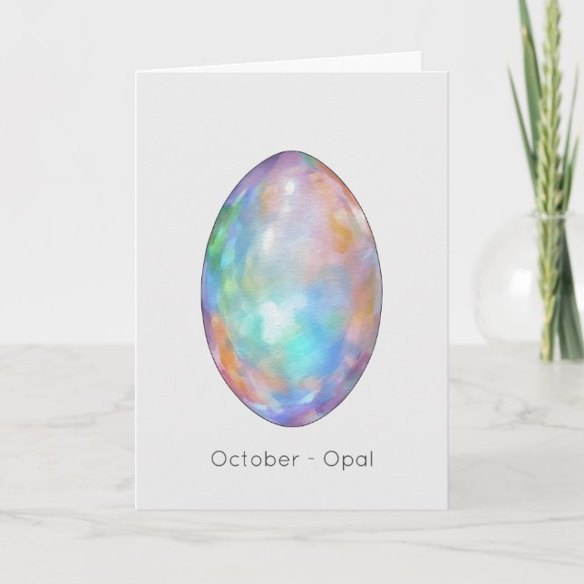 Octobre Birthstone Opal Bonne carte d'anniversaire (Devant)