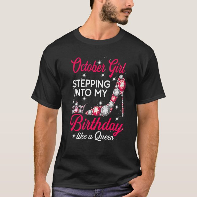 Octobre Fille Entrant Dans Mon Anniversaire Haut T (Devant)