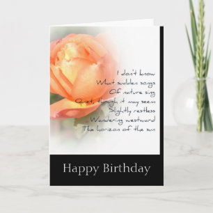Octobre Peach Rose Poésie Carte Anniversaire