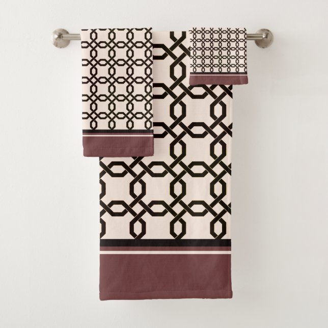 Octogone Motif Sombre Brown et crème (En situation)