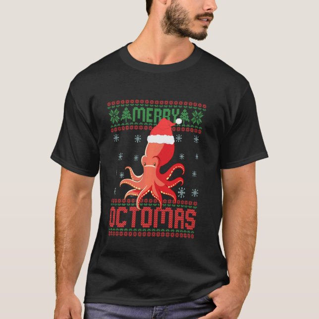 Octomas drôle Merry Octopus Sweat de Noël laid (Devant)