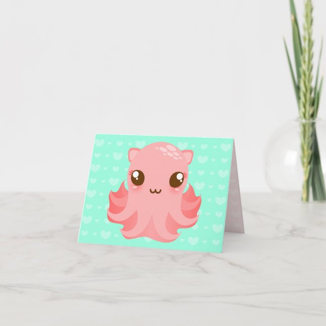 Octopus adorable - Carte de note personnalisée mig (Devant)