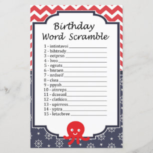 Octopus Anniversaire Mot Débauche Jeu