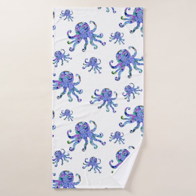 Octopus Aqua Mosaic Sea Life Motif sans faille  (Serviette de bain)