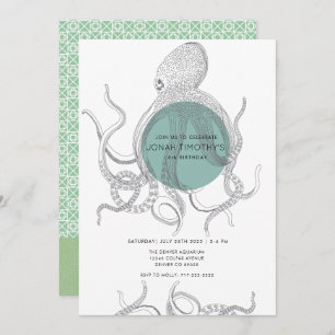 Octopus aquatique   Invitation d'anniversaire