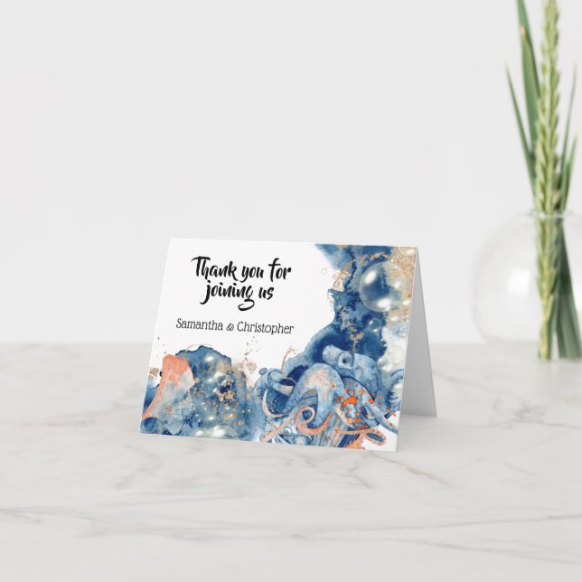 Octopus bleu marine orange mariage merci plage (Devant)