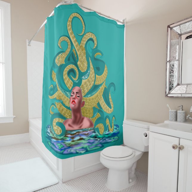 Octopus Femme Douche rideau or Tentacles (En situation)