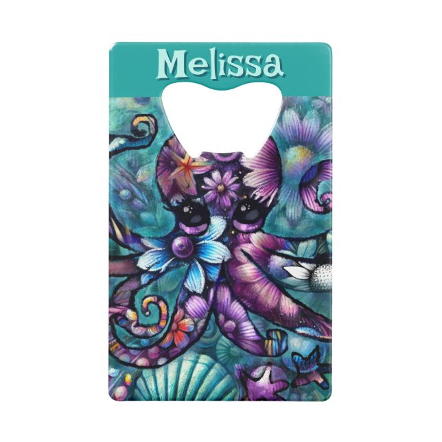 Octopus lunaire Turquoise floral côtier Personnali (Devant)