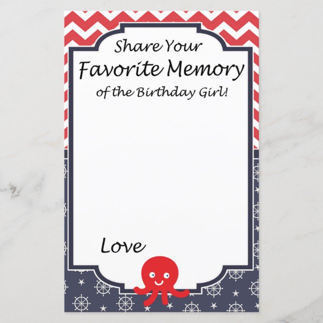 Octopus Mémoire préférée de la fille d'anniversair (Devant)