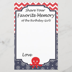 Octopus Mémoire préférée de la fille d'anniversair