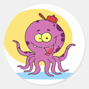 Octopus Portant Un Stickers Casquette À Balle Roug