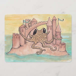 Octopus & Sandcastle Birthday Invitation