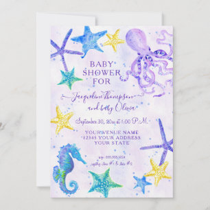 Octopus Seahorse Starfish Beach Baby shower violet