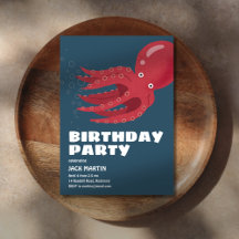 Octopus Sous-Mer Thème Anniversaire Invitation