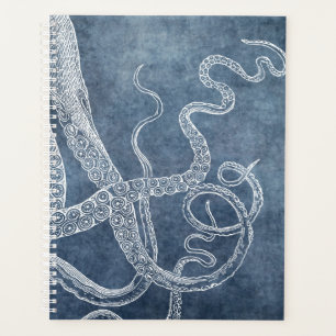 Octopus Twilight Blue Denim Aquarelle Art