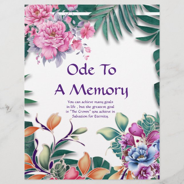 Ode to A Memory Poetry Personnalisé Papier (Devant)