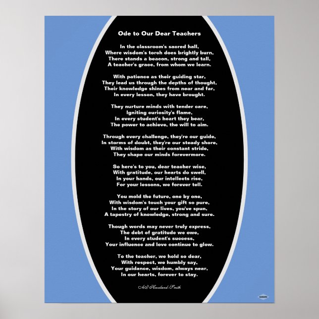 Ode to Our Chers enseignants Poem Poster Poster HA (Devant)