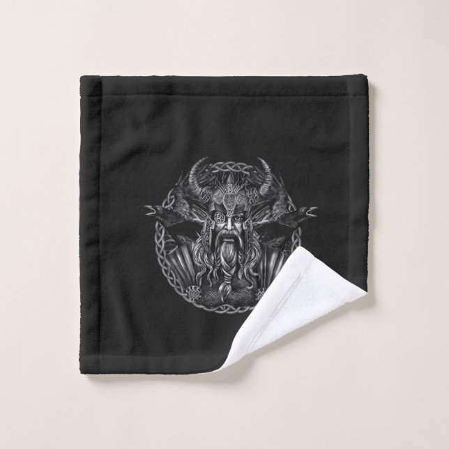 Odin et ses corbeaux Huginn et Muninn (Gant de toilette)