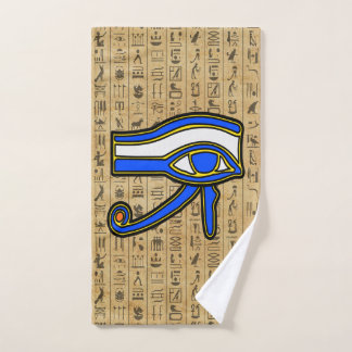 Oeil de Horus Bleu Sur Hiéroglyphes