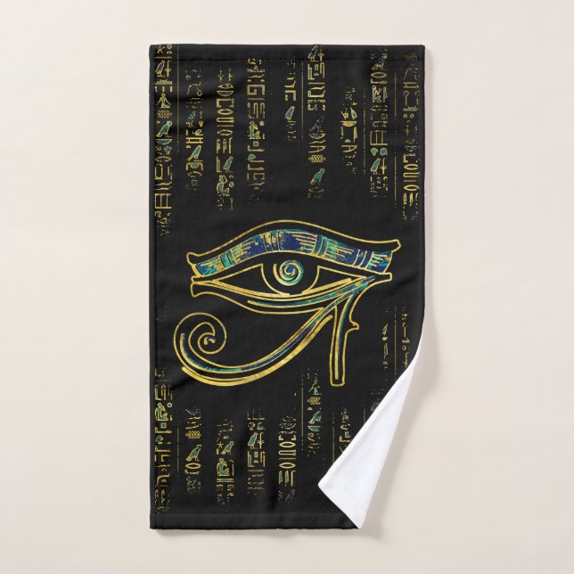 Oeil égyptien de Horus sur les hiéroglyphes et le (Serviette à main)