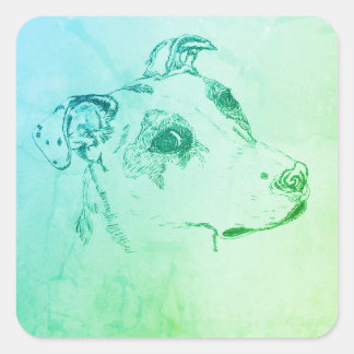 Oeil latéral, style rétro autocollant de chien de