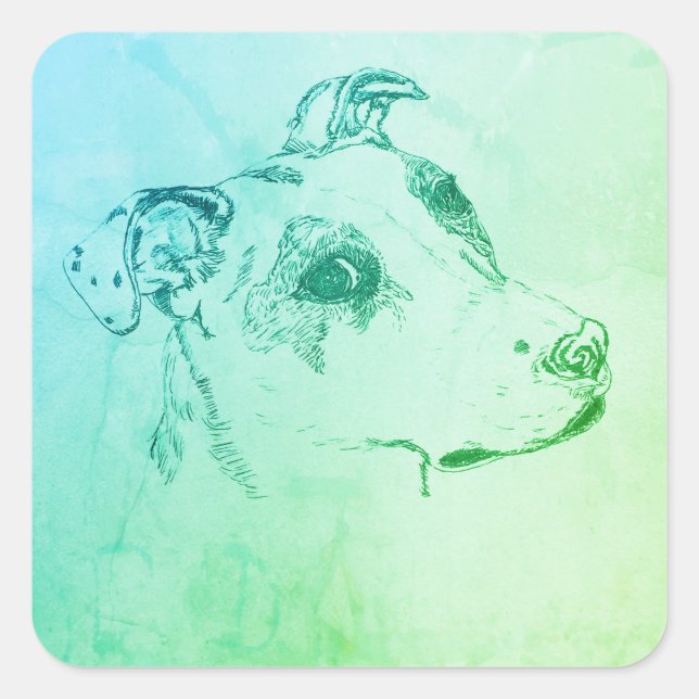 Oeil latéral, style rétro autocollant de chien de  (Devant)