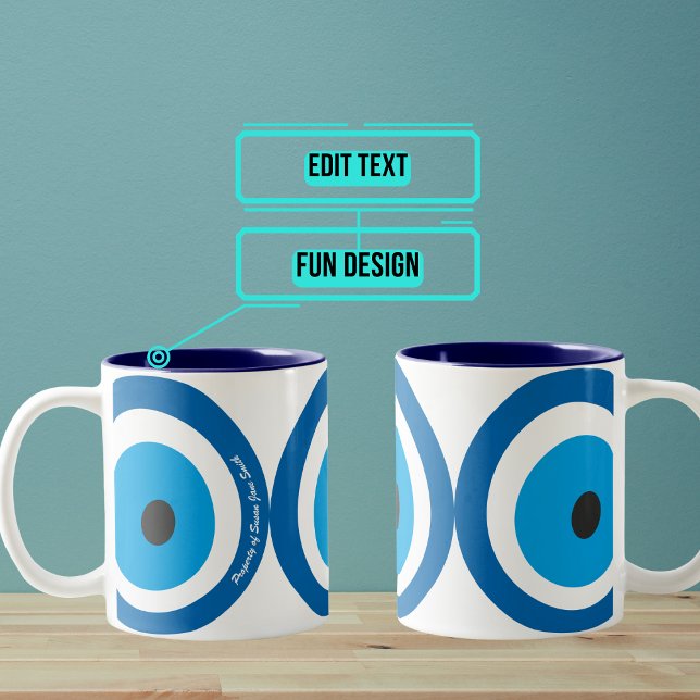 "Oeil mal" Bonne chance Amulet Mug personnalisé (The "eye" has been a fixture in Greece dating back to at least the 6th century BC.)