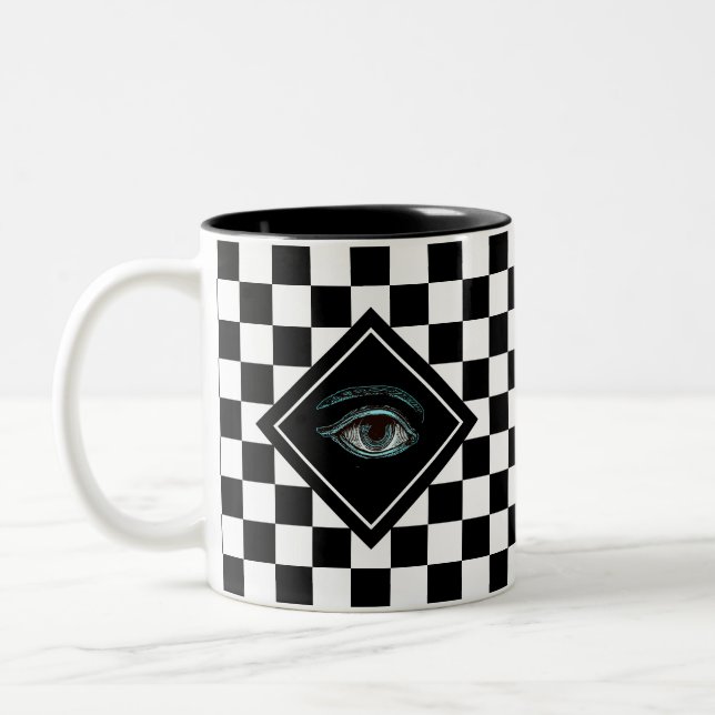 Œil Omniscient sur Mug Magique d'Échecs Noir & Bla (Gauche)