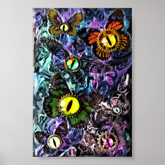 Oeil volant papillon avec affiche d'impression d'h