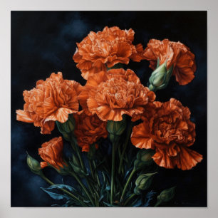 Oeillets Orange Flower Art Imprimer Poster
