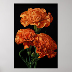 Oeillets Orange Flower Art Imprimer Poster