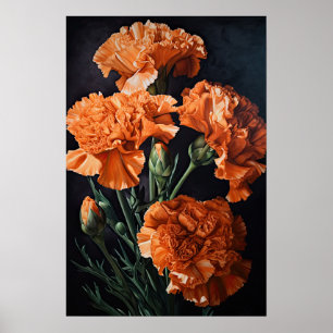 Oeillets Orange Flower Art Imprimer Poster