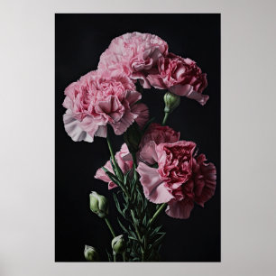 Oeillets roses Fleur Art Imprimer Poster