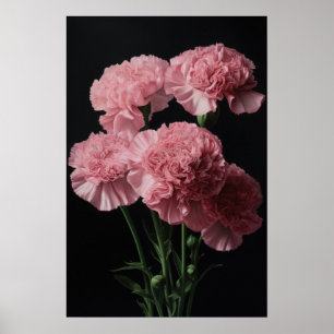 Oeillets roses Fleur Art Imprimer Poster