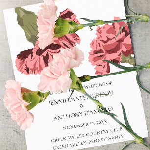 Oeillets roses Luxe Moderne Floral Wedding Program